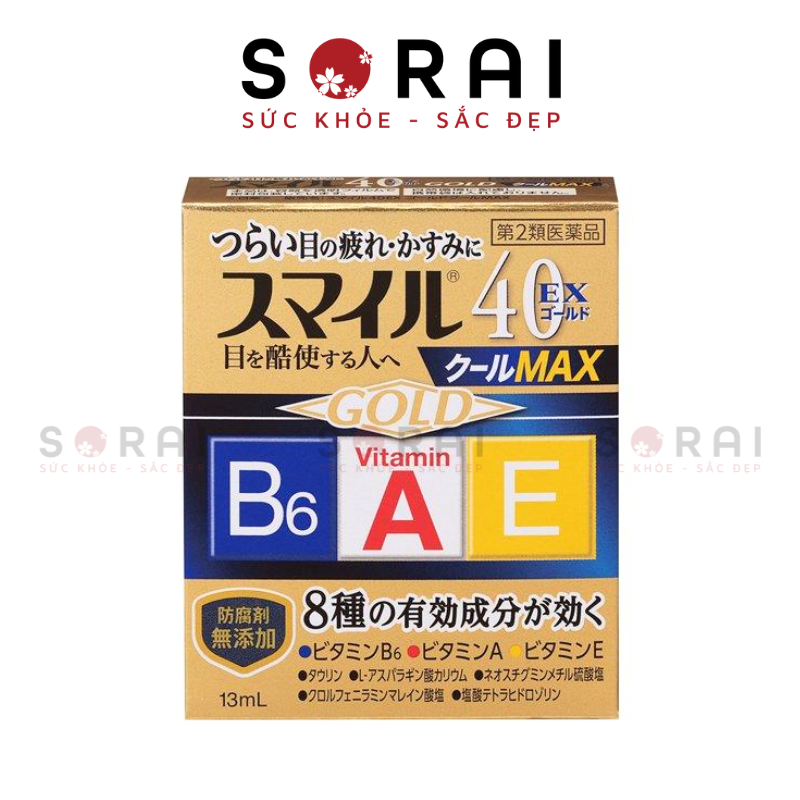 Nhỏ mắt Lion Gold 40 Ex bổ sung Vitamin B6, A, E Nhật Bản siêu mát lạnh