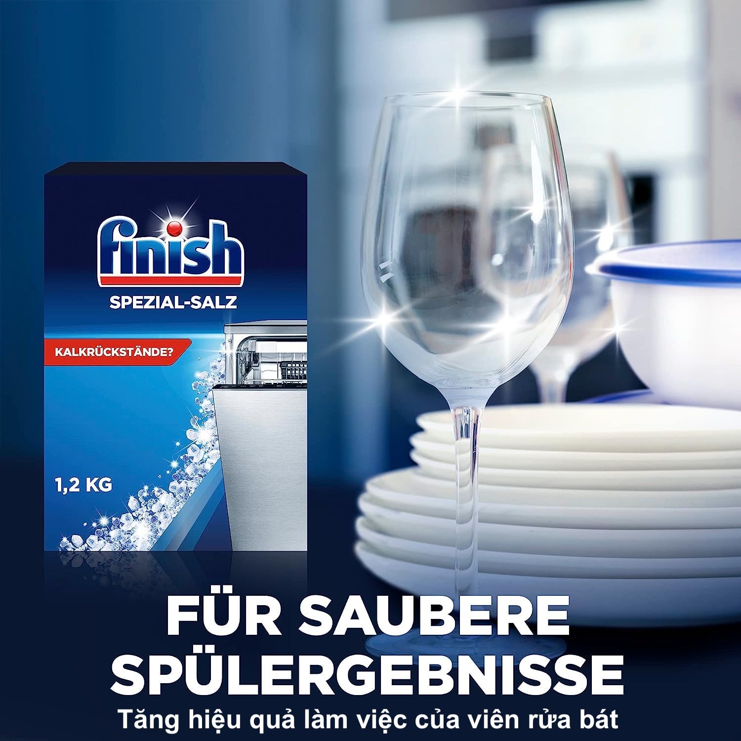 Muối rửa bát Finish Châu Âu làm mềm nước hộp 1.2kg