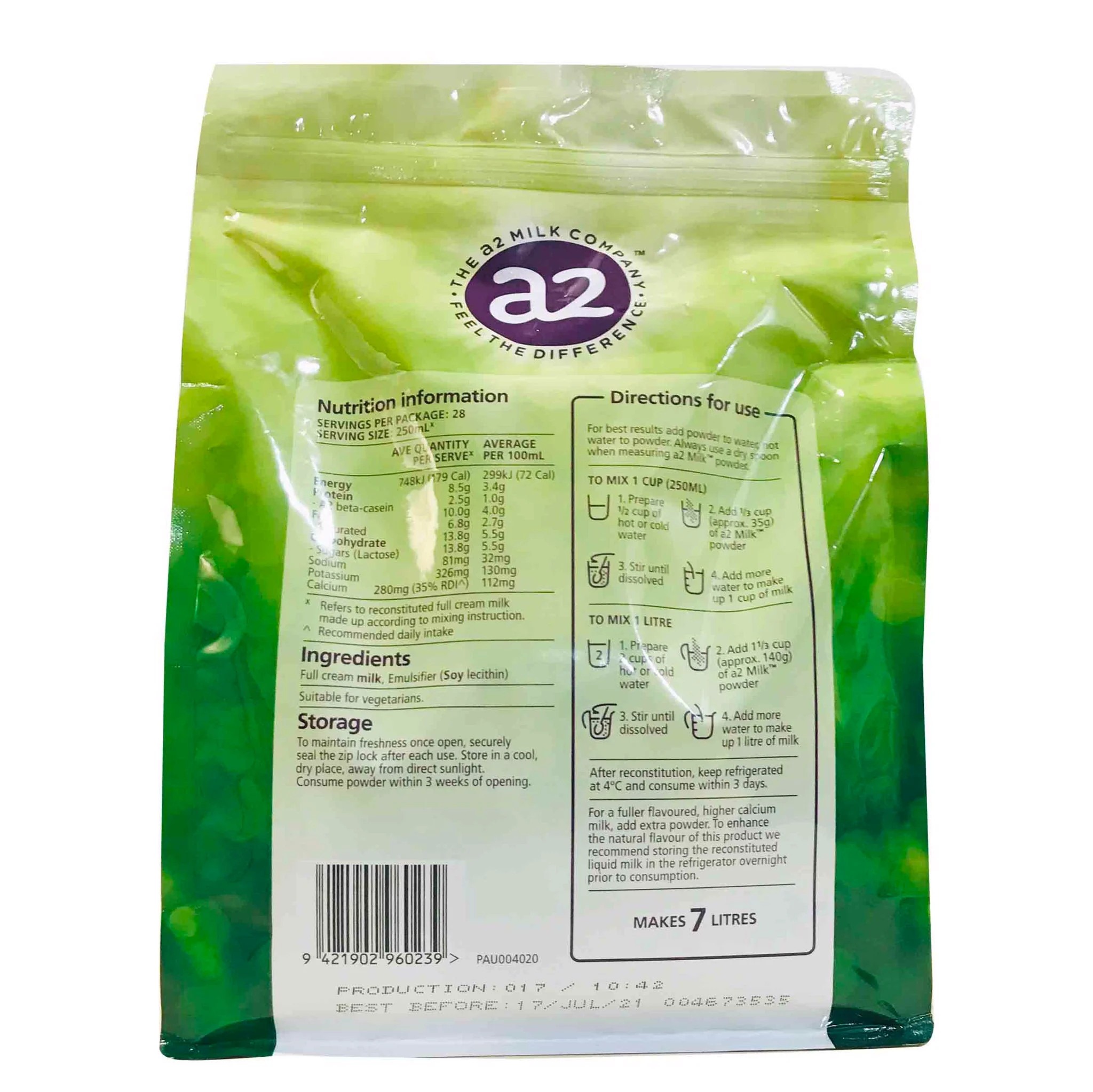 Sữa bột nguyên kem A2 Úc túi 1kg