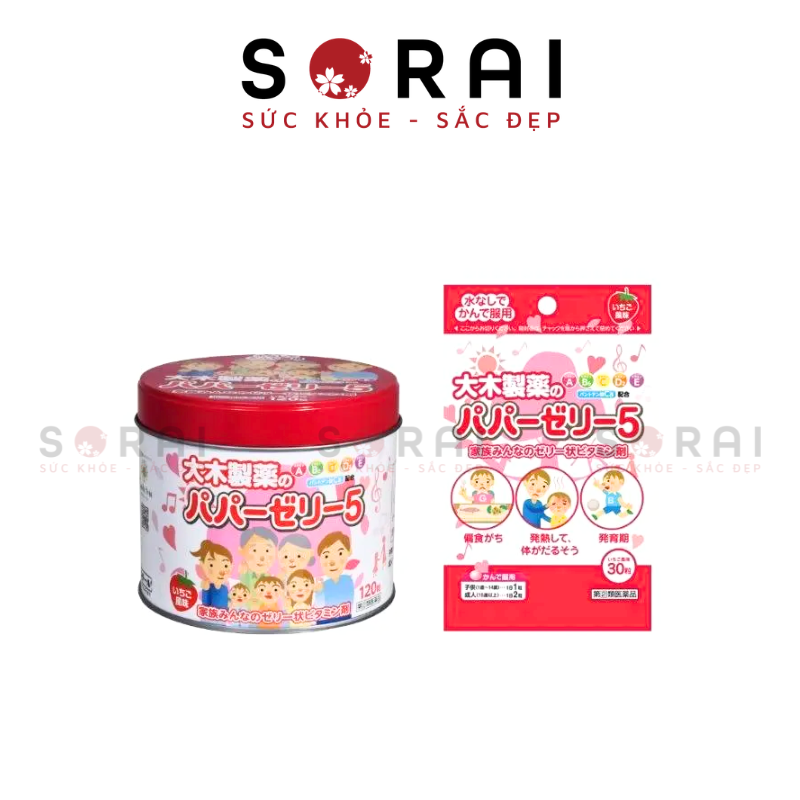 Thạch Papa Jelly bổ sung vitamin cho trẻ biếng ăn, mới ốm dậy Nhật bản vị dâu