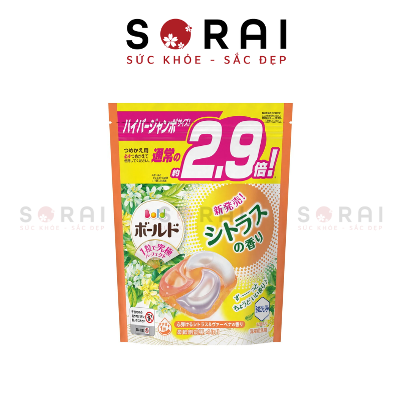 Viên giặt xả Gel Ball Bold 4D Nhật Bản màu cam 30 vên