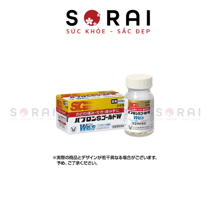Viên điều trị cảm cúm tổng hợp Taisho Pabron Gold SG Nhật Bản 60 viên