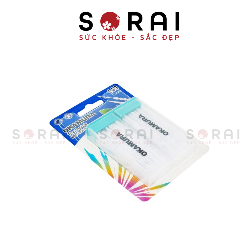 Tăm nhựa Okamura Nhật Bản 140 cây kèm hộp