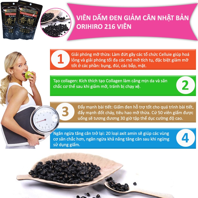 Viên dấm đen giảm cân ORIHIRO 216v
