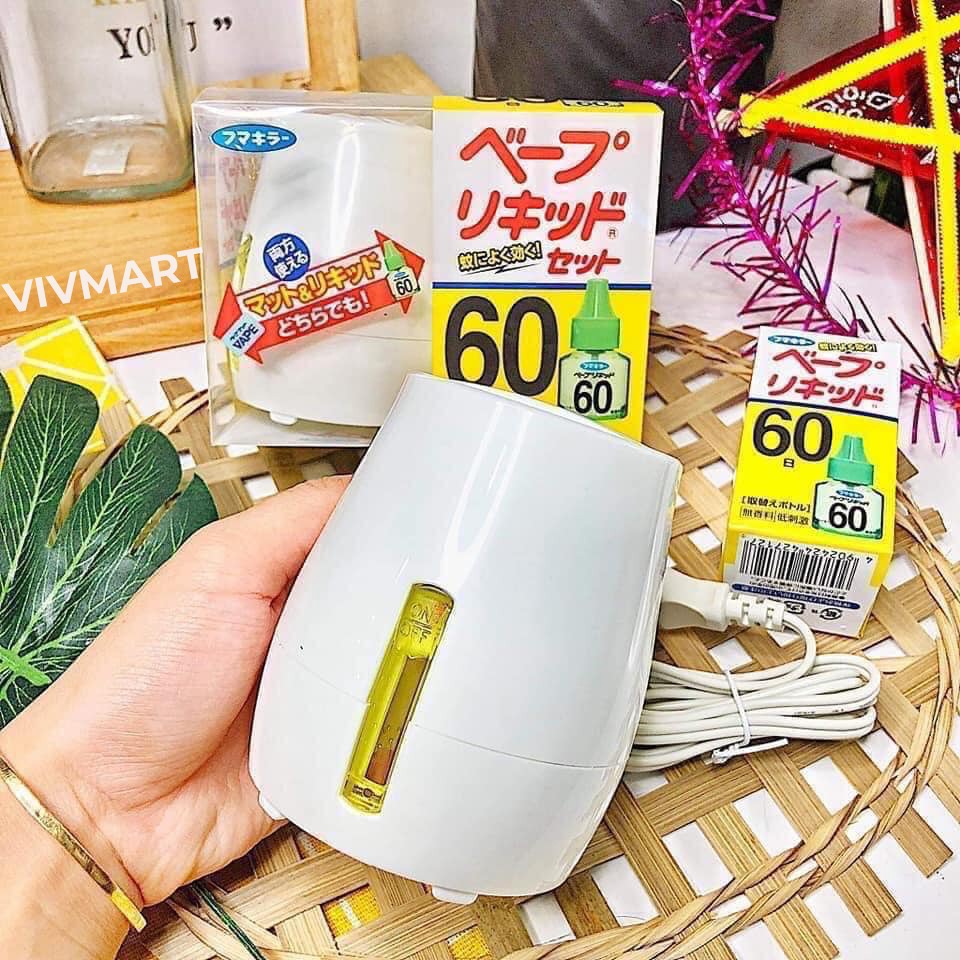 Máy đuổi muỗi VAPE Nhật Bản, tặng kèm lọ tinh dầu dùng 60 ngày