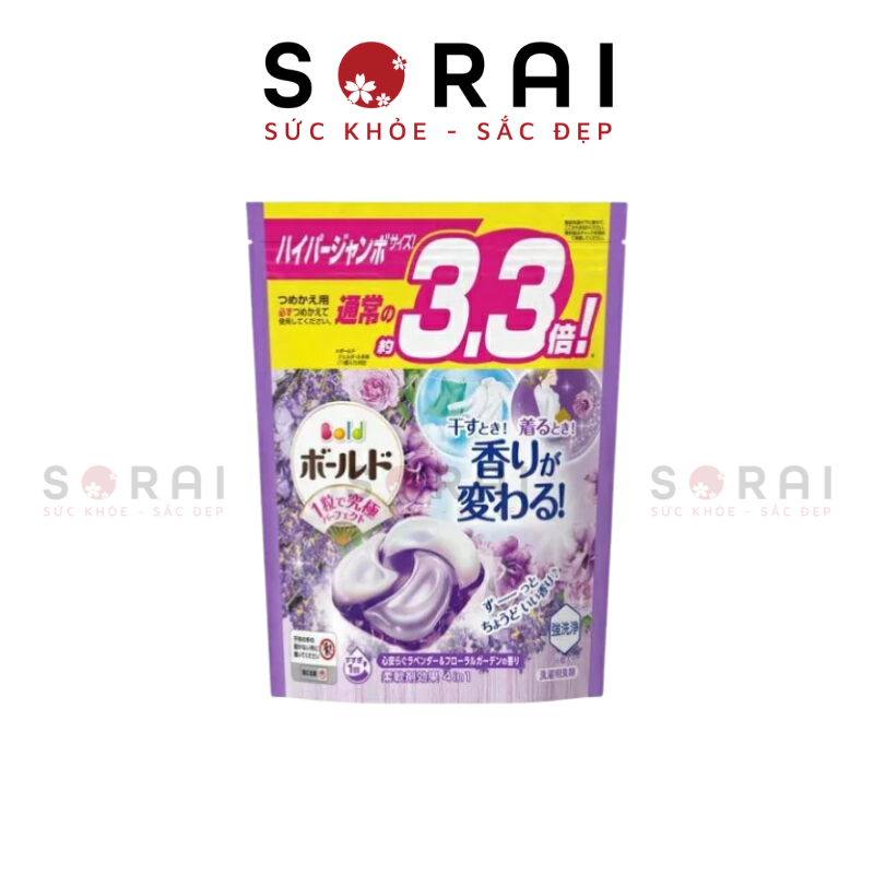 Viên giặt xả Bold P&G 4in1 Nhật Bản 32 viên hương lavender