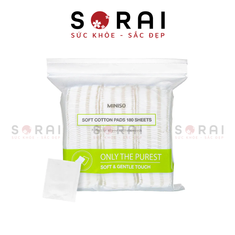 Bông tẩy trang Miniso Nhật Bản 180 tờ