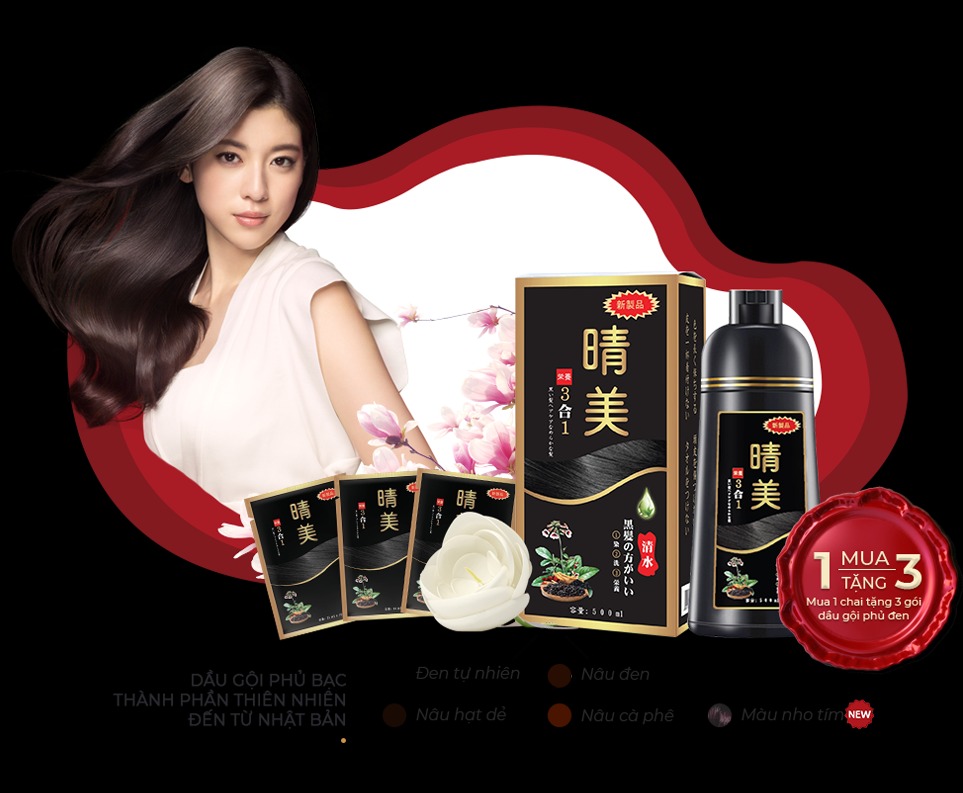 Gội phủ bạc Komi Nhật Bản màu đen