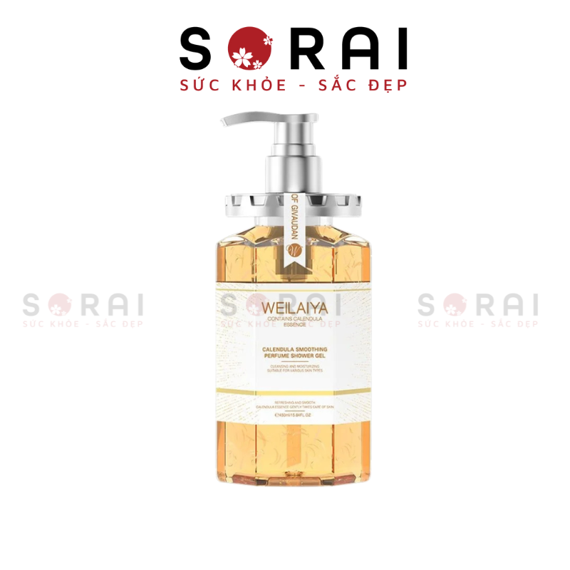 Sữa tắm trắng da Weilaya hương thảo mộc và cánh hoa cúc vạn thọ 450 ml