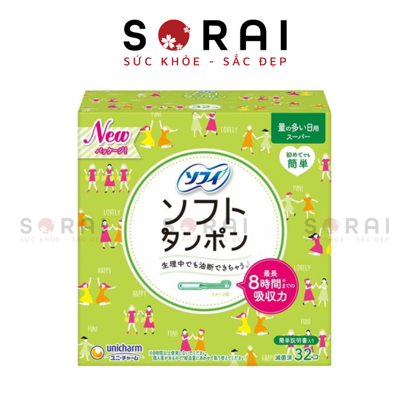 Tampon Unicharm Charm Soft Nhật Bản hộp 32 chiếc