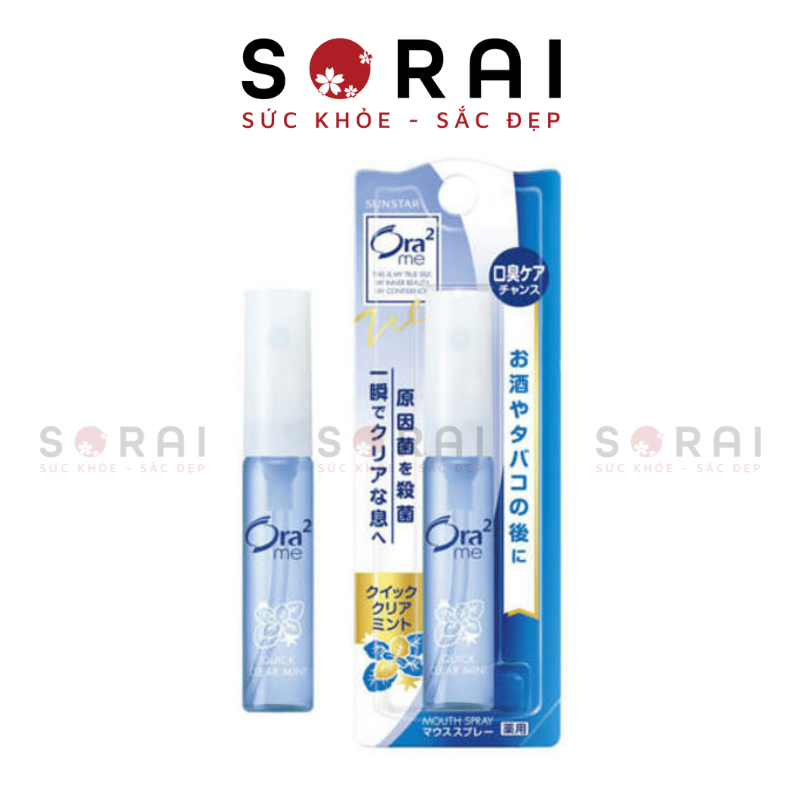 Xịt thơm miệng Sunstar Ora2 Nhật Bản 6ml (7 loại) Bạc hà