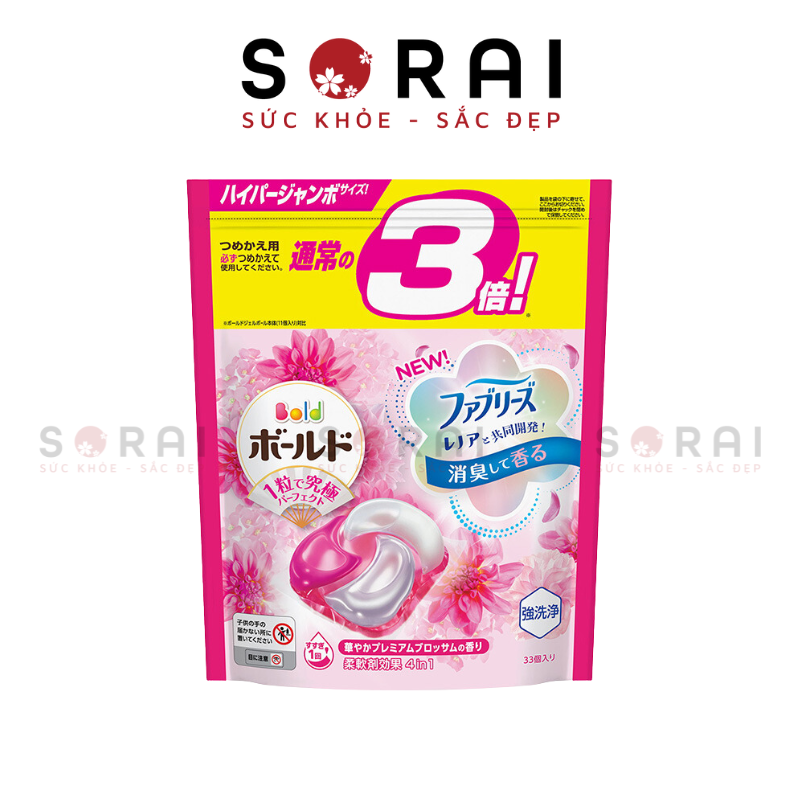 Viên giặt xả Bold P&G Nhật Bản 4in1 hương hoa túi 28 viên (2026)