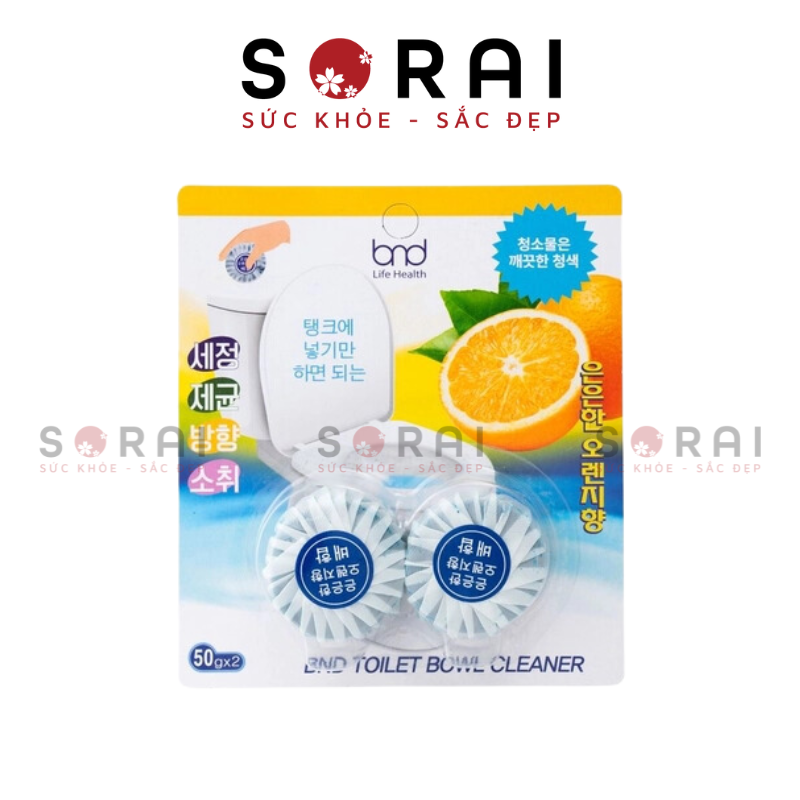 Viên thả bồn cầu B&D Hàn Quốc set 2 viên hương cam