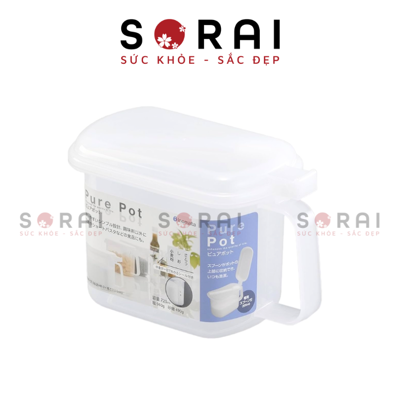 Ca đựng gia vị nắp liền Inomata Nhật Bản màu trắng 720ml