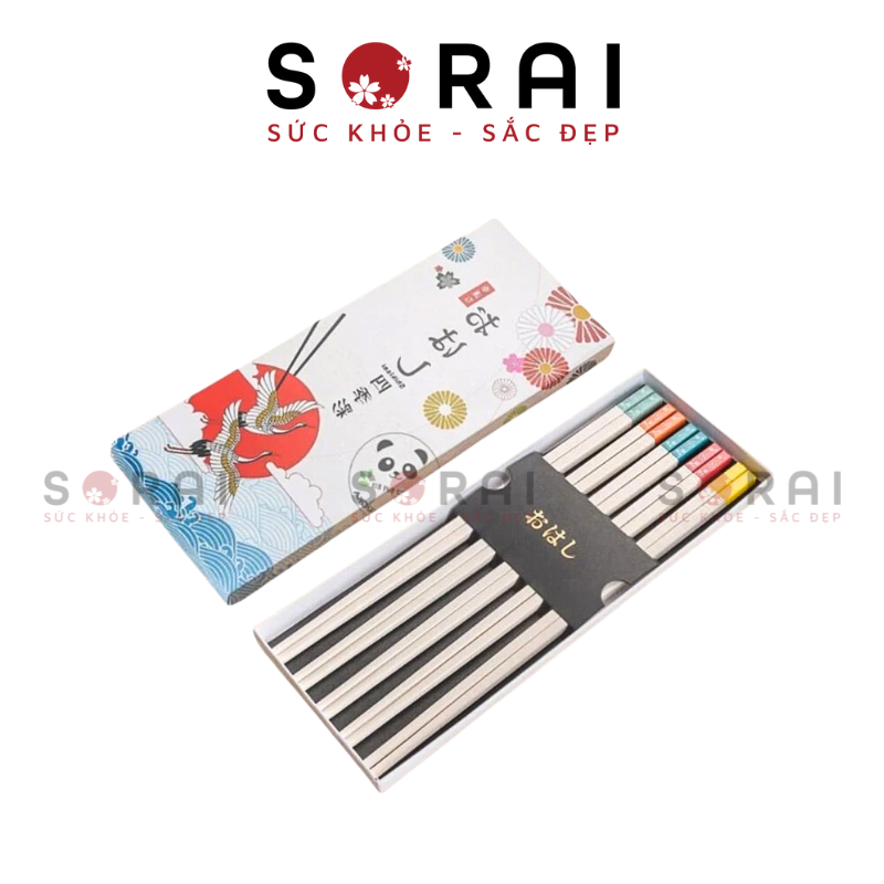 Đũa kháng khuẩn Shikisai Nhật Bản phượng hoàng sắc màu set 5 đôi