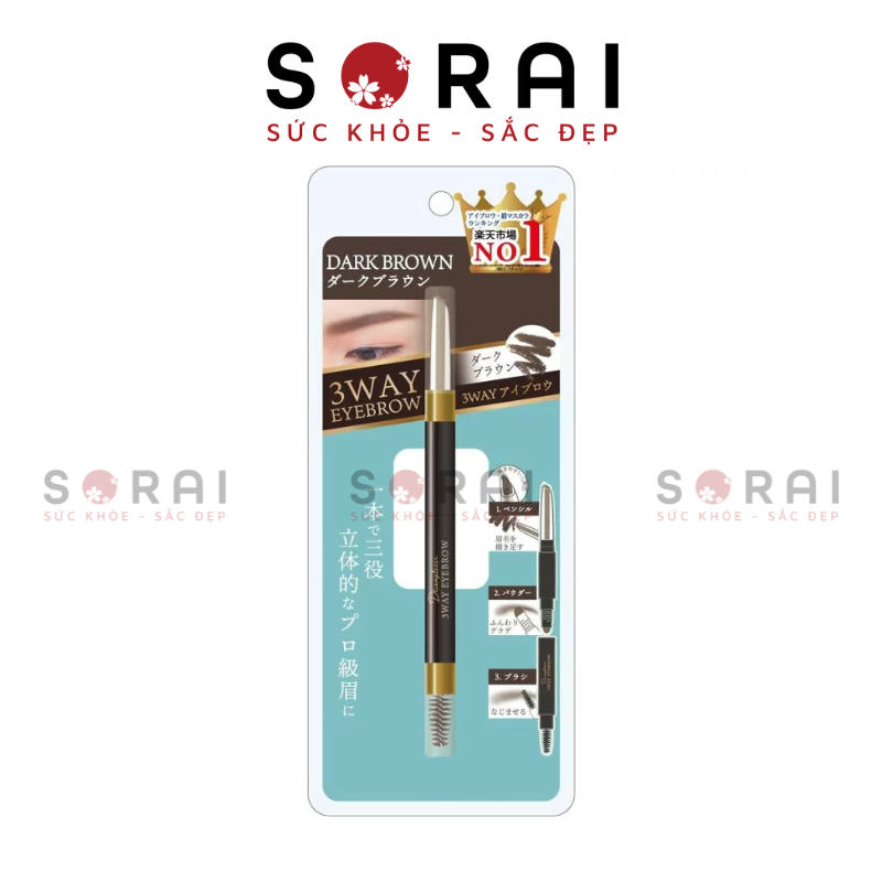Kẻ mày, chuốt mày 3Way Nhật Bản màu nâu đen