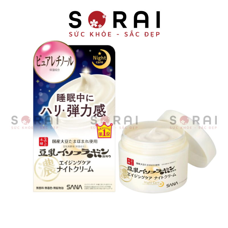 Kem dưỡng ẩm da ban đêm Sana chứa Isoflavone, Retinol chống lão hoá da 50gram