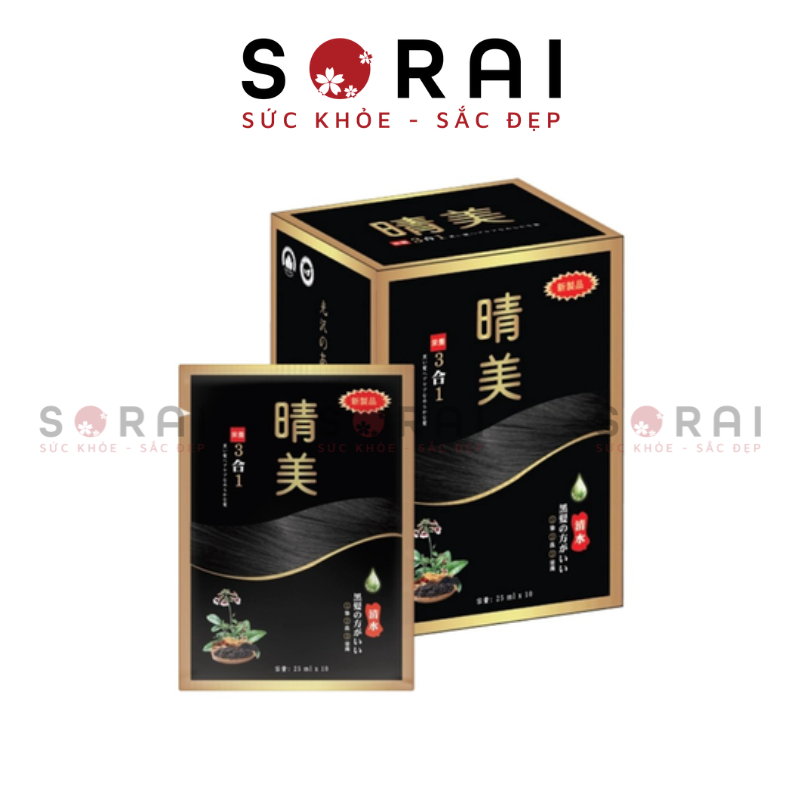 Dầu gội phủ bạc hữu cơ Komi dạng gói, 25ml x 10 gói, màu nâu hạt dẻ