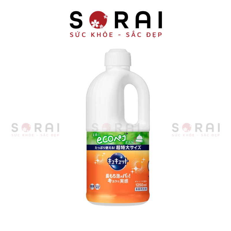 Nước rửa bát đậm đặc Kao Nhật Bản, 1250ml mẫu mới, hương cam