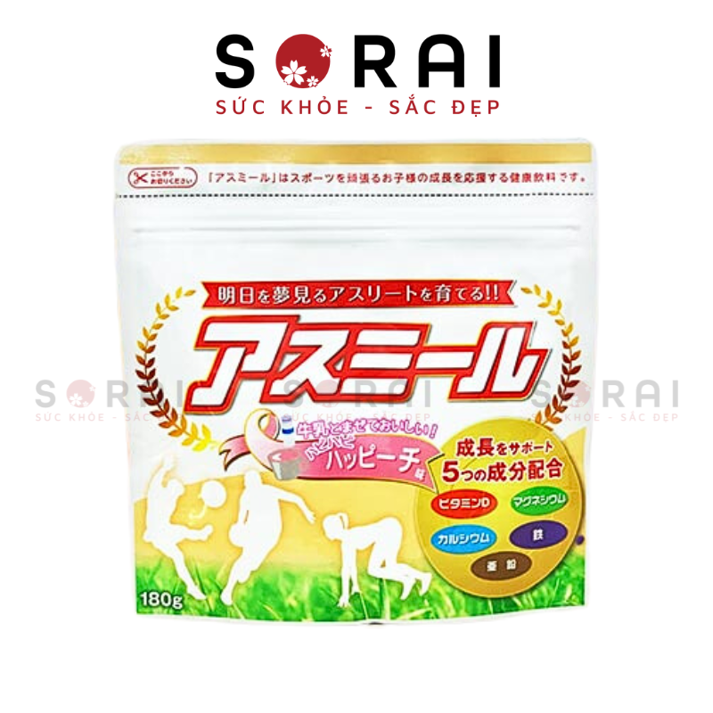 Sữa Asumiru tăng trưởng chiều cao Nhật Bản 180g vị đào