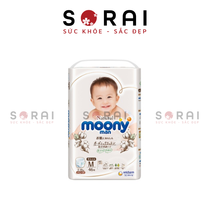 Bỉm cao cấp Moony Natural Organic Nhật Bản quần M46 cho bé từ 5-10kg