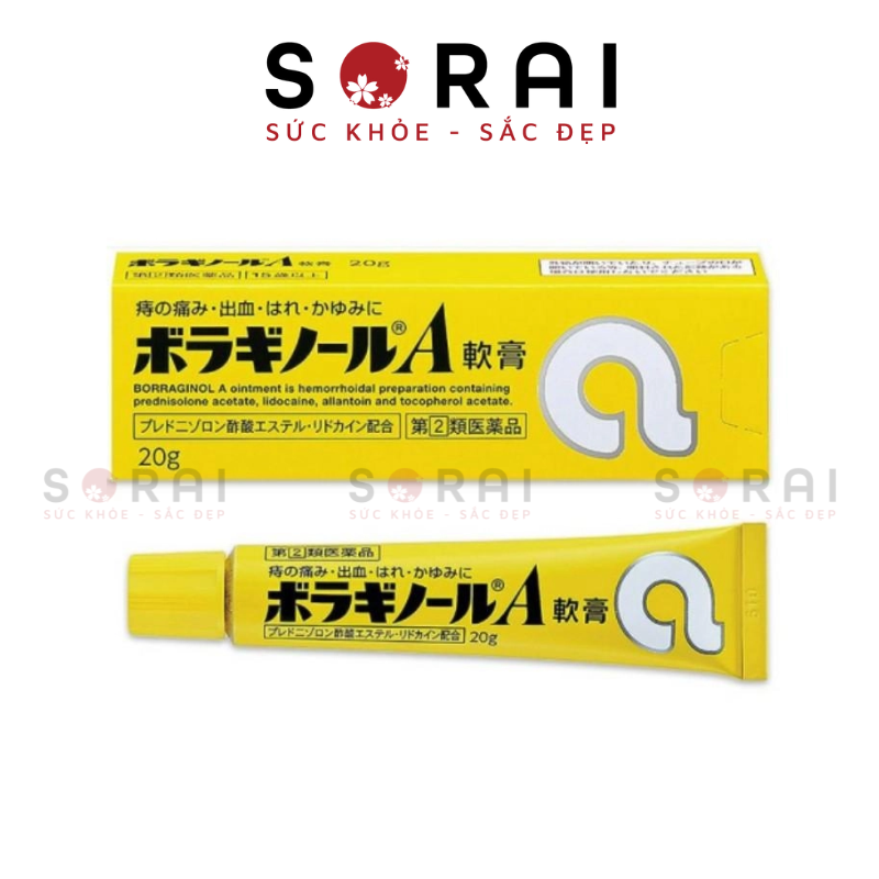 Kem bôi teo trĩ chữ A Boraginol, Nhật Bản tuýp 20gram