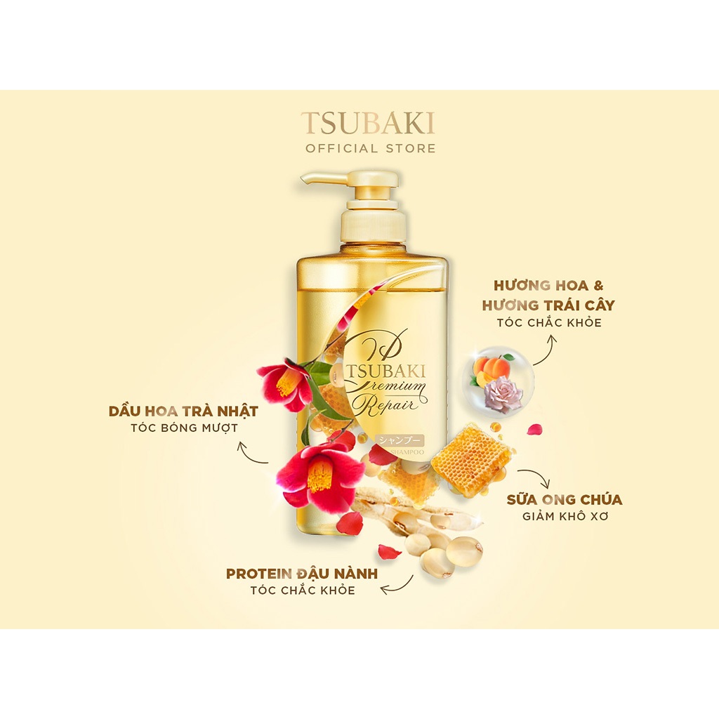 Dầu gội Tsubaki Premium giúp tóc chắc khoẻ, ngừa rụng tóc 490ml/chai