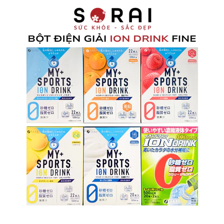 Bột pha bù nước và chất điện giải ion Drink Fine Nhật bản hộp 20-22 gói