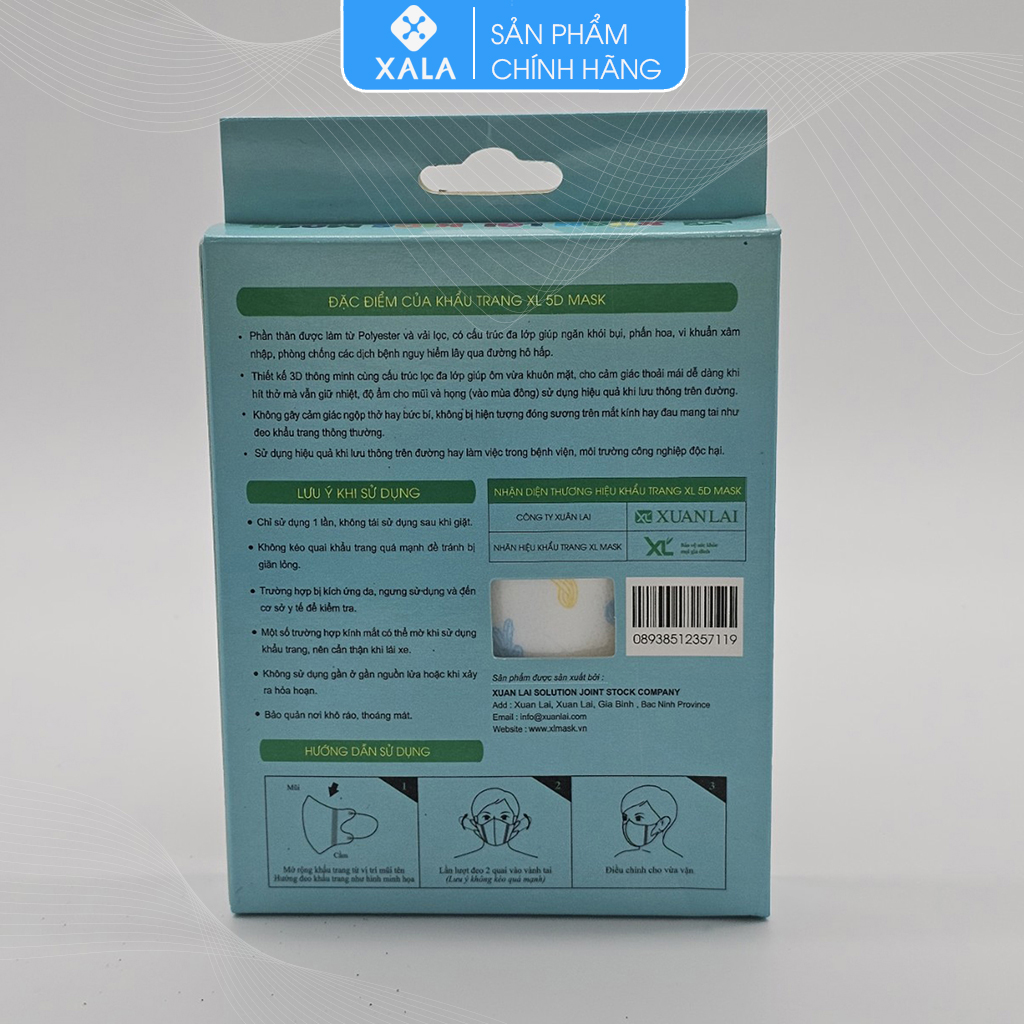 Khẩu trang 5D trẻ em XL Mask ( hộp 10 chiếc)