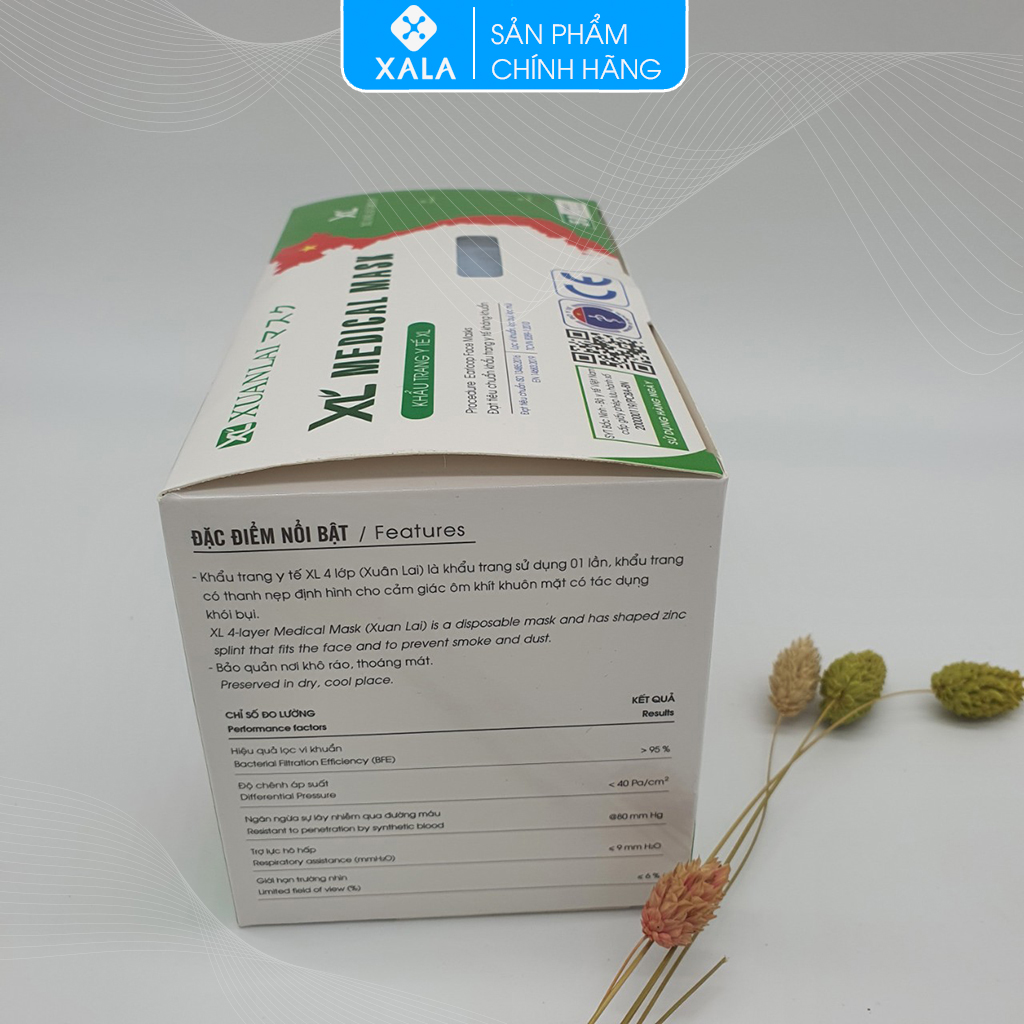 Khẩu trang y tế 4 lớp kháng khuẩn Xuân Lai (hộp 50 chiếc)