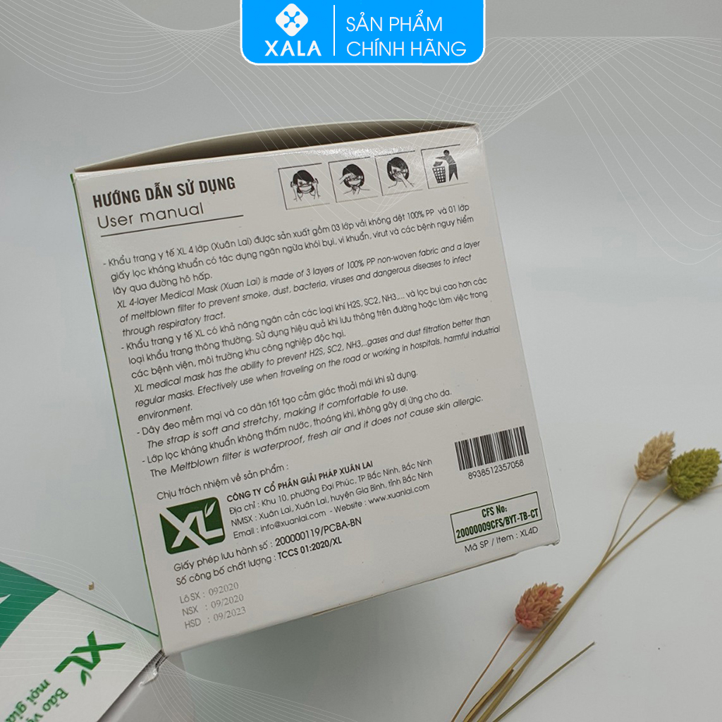 Khẩu trang y tế 4 lớp kháng khuẩn Xuân Lai (hộp 50 chiếc)