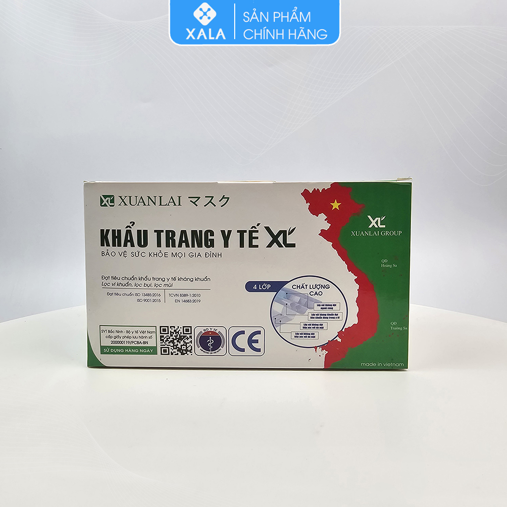 Khẩu trang y tế 4 lớp kháng khuẩn Xuân Lai (hộp 50 chiếc)