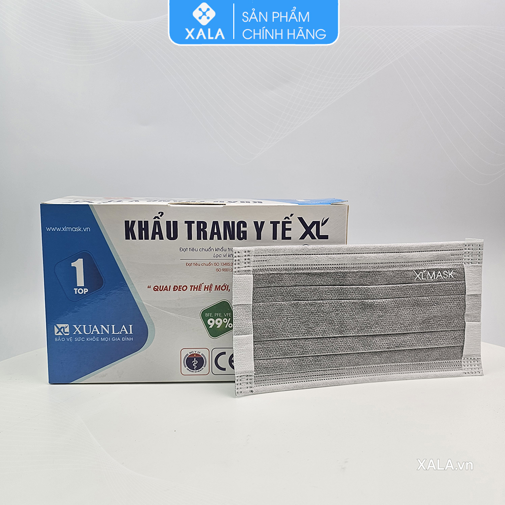 Khẩu trang y tế 4 lớp Quai vải mềm kháng khuẩn XL (hộp 50 chiếc)