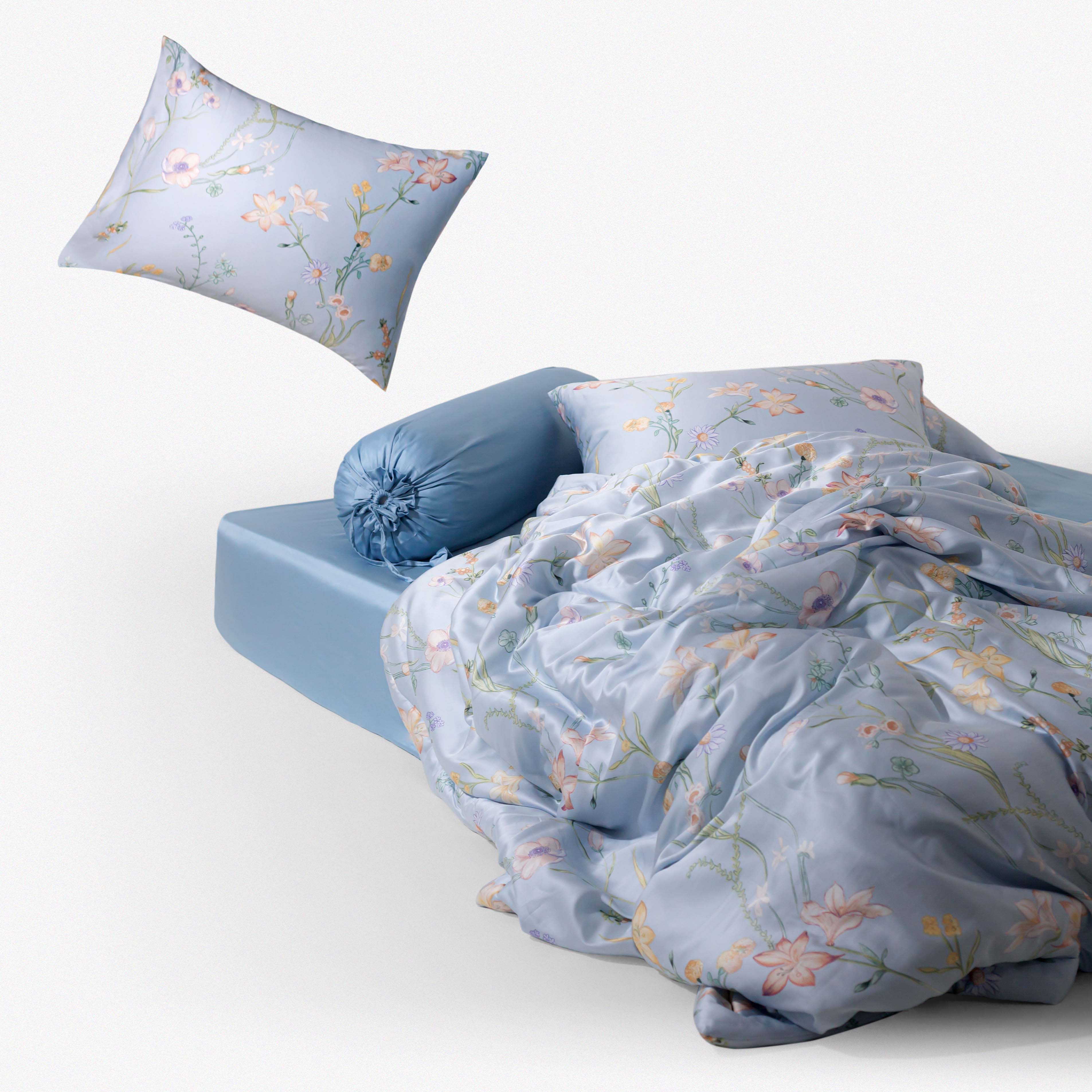 Bộ Chăn Ga Gối Lụa Tencel Hoạ Tiết Hoa Loa Kèn