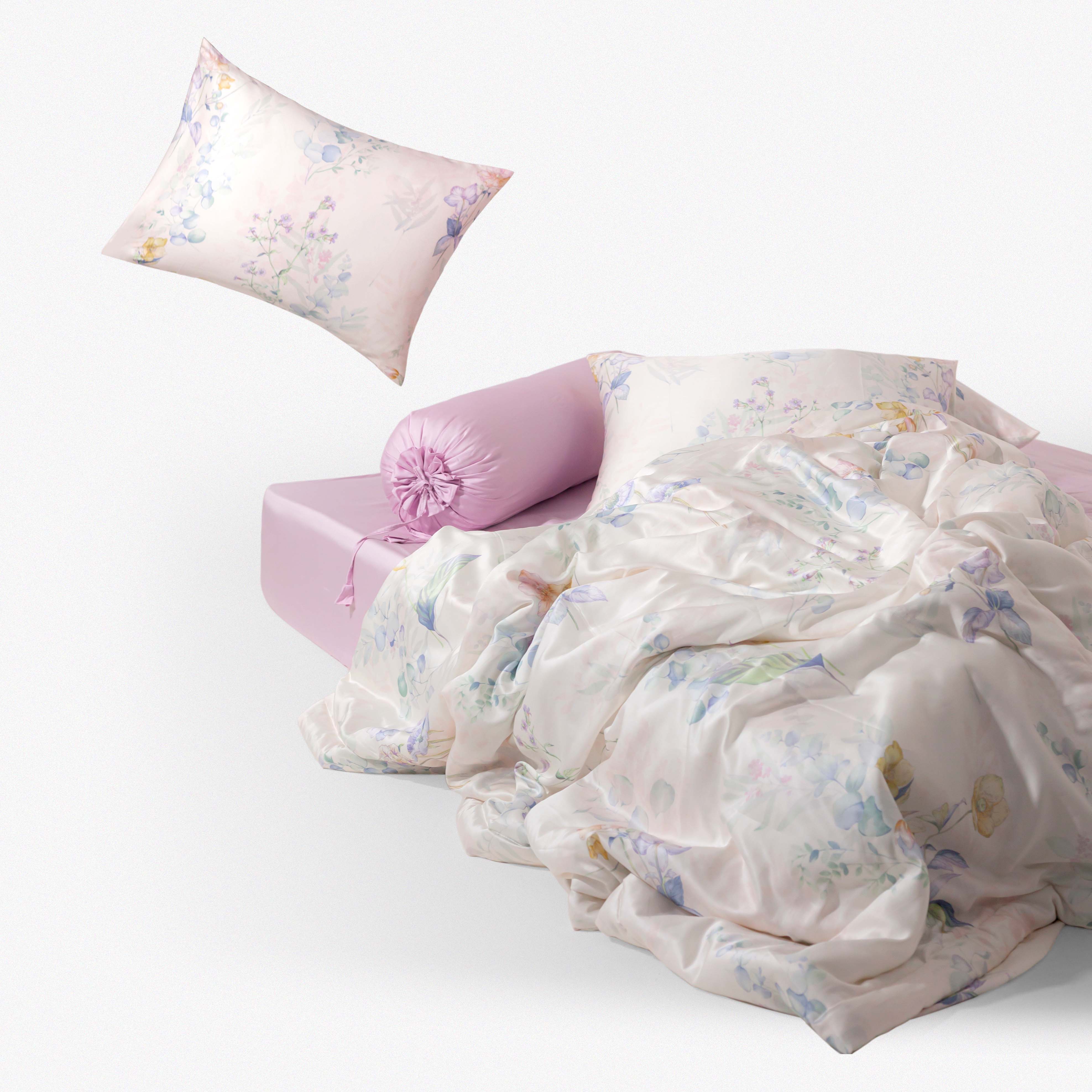 Bộ Chăn Ga Gối Lụa Tencel Hoạ Tiết Cánh Đồng Mùa Xuân