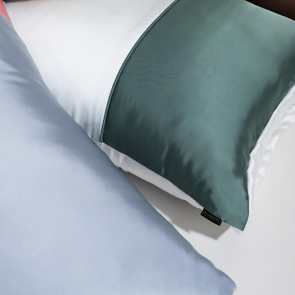 [Luxury] Vỏ Gối Nằm Lụa Satin Premium Cao Cấp Phối 2 Màu Trơn Phong Cách Sang Trọng 50x70 cm
