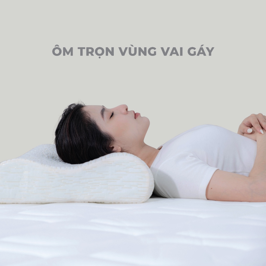 Gối Ngủ Foam Thiết Kế Công Thái Học Chống Đau Mỏi Vai Gáy 30x50, 38x60 cm