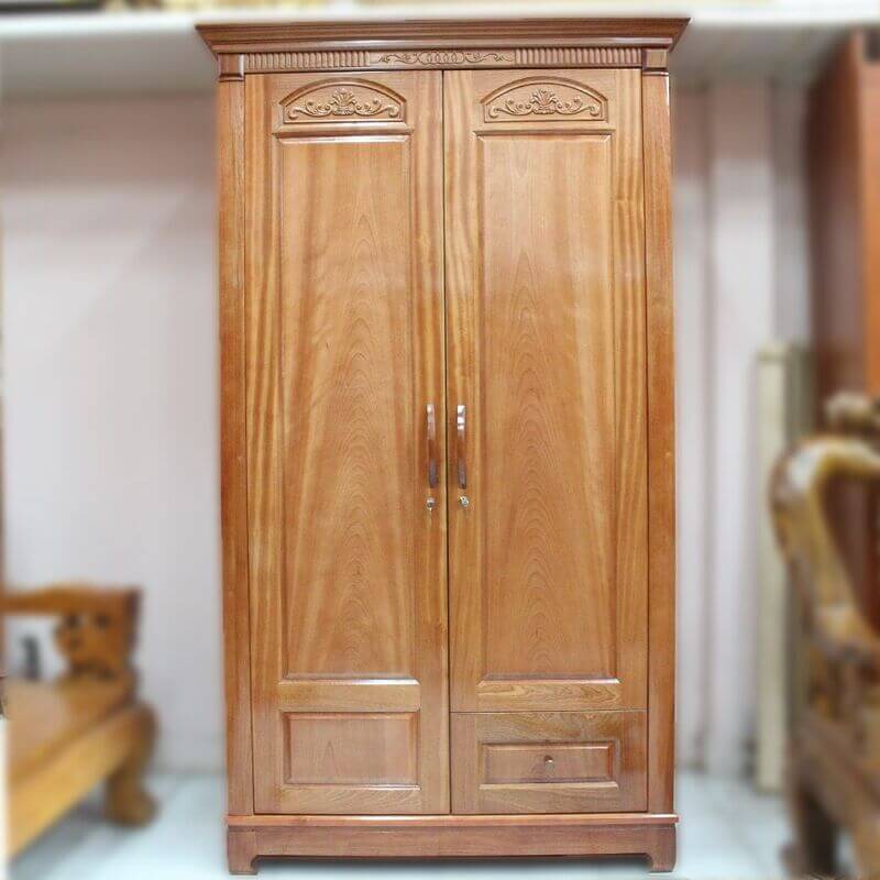 Mẫu tủ gỗ 2 buồng đẹp