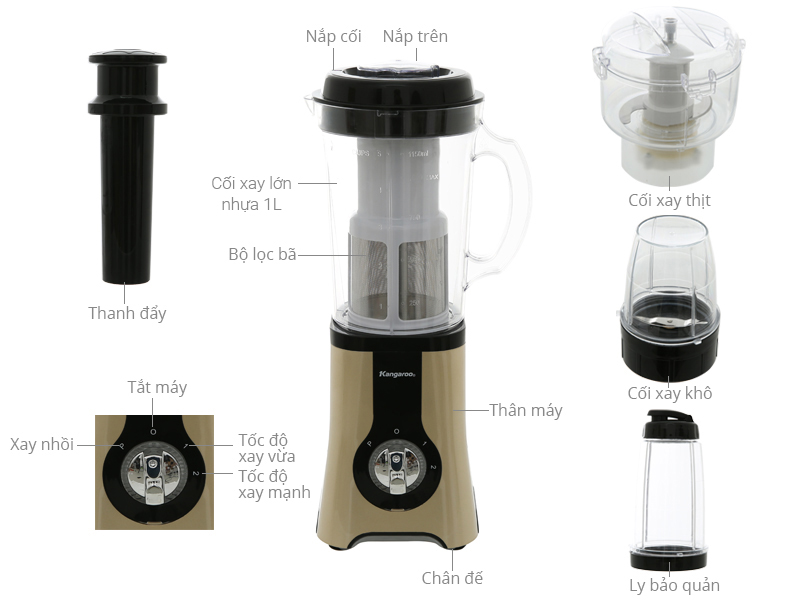 Máy xay sinh tố Kangaroo thiết kế nhỏ gọn, tinh tế, đẹp mắt