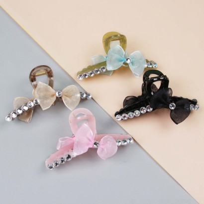 [ Đồng giá 19k]  Kẹp Tóc Nơ kim cương đóng hộp có móng vuốt lớn