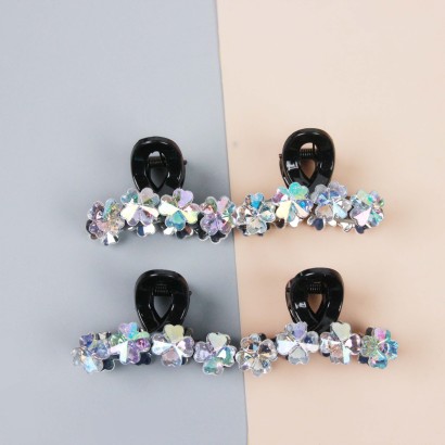 [ Đồng giá 19k] Phụ kiện Kẹp tóc  pha lê đen đóng hộp Móng vuốt giữa