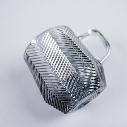 [ Đồng giá 19k] Cốc có tay cầm bằng thủy tinh lục giác thanh dọc Qinzhiyu (hổ phách, tro, nhiều