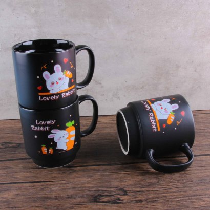 [ Đồng giá 19k] cốc sứ trang men đen hình thỏ