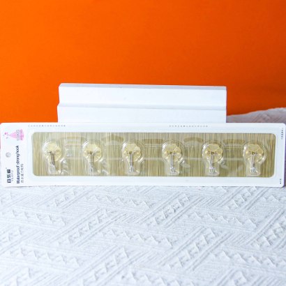 [Đồng giá 19k] Móc dán tường liền 6 móc inox mạ vàng