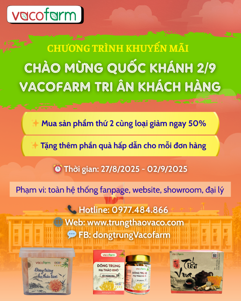 CHƯƠNG TRÌNH KHUYẾN MÃI - CHÀO MỪNG QUỐC KHÁNH 2/9 – VACOFARM TRI ÂN KHÁCH HÀNG