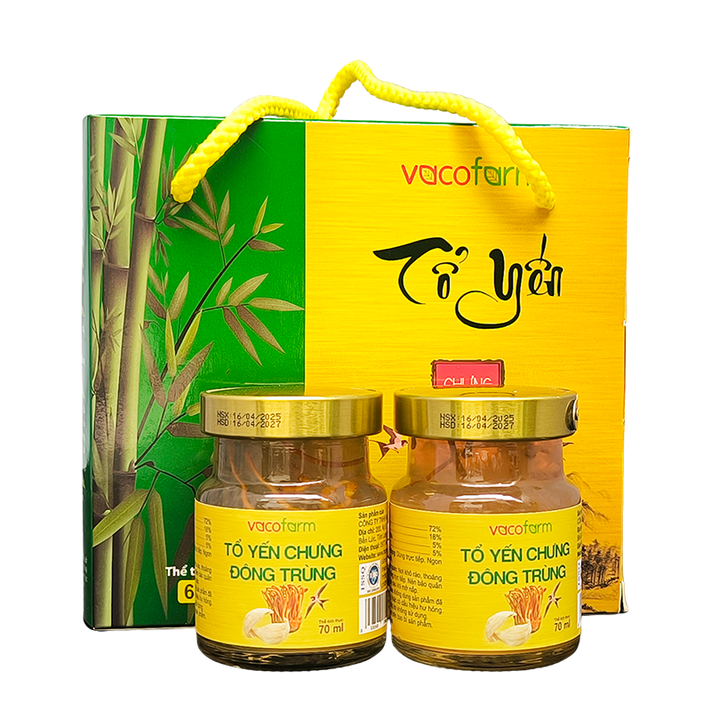 Tổ yến chưng đông trùng Vacofarm - Hộp 6 hũ x 70ml