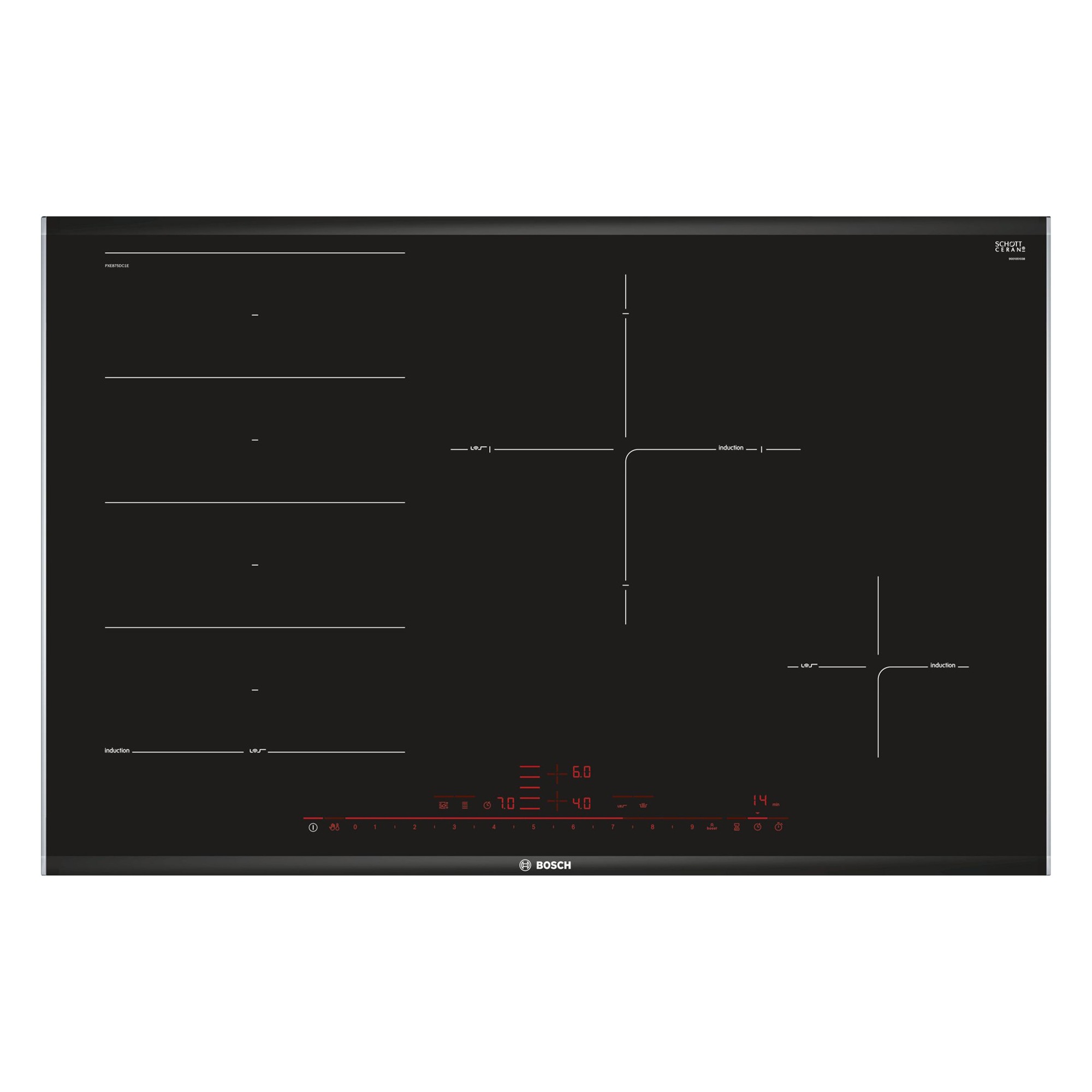 Bếp từ 4 vùng nấu lắp âm Bosch PXE875DC1E