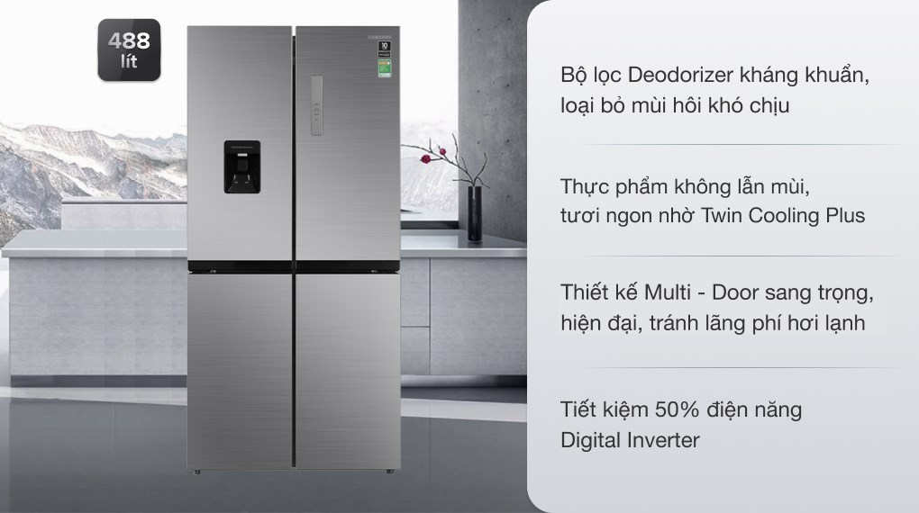 Tủ lạnh Samsung Inverter 511 lít Multi Door RF48A4010M9/SV