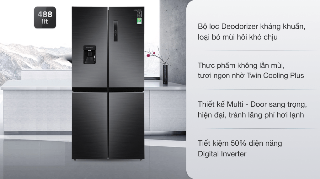 Tủ lạnh Samsung Inverter 511 lít Multi Door RF48A4010B4/SV