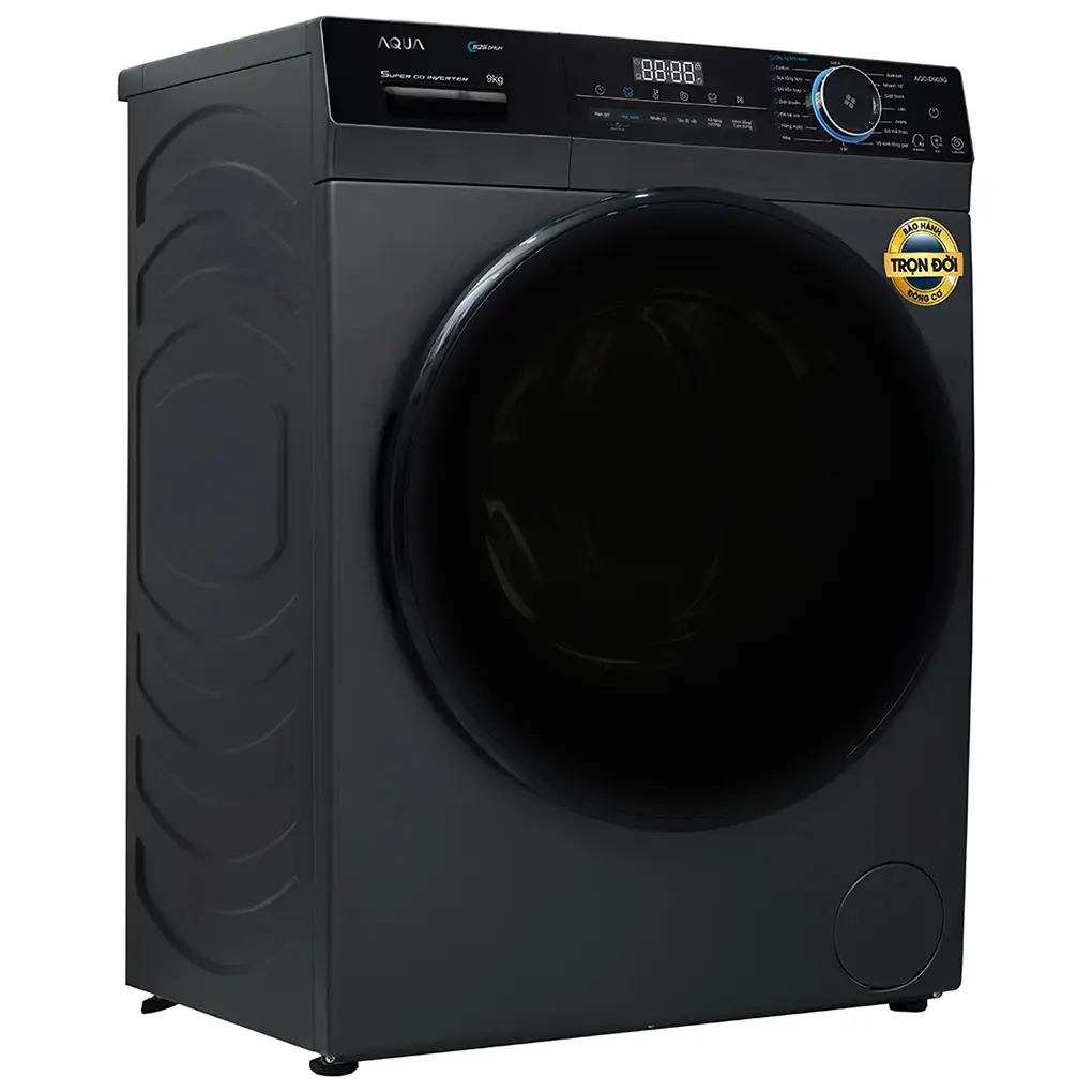 Máy Giặt Aqua Inverter lồng ngang 9 Kg AQD-D903G.BK